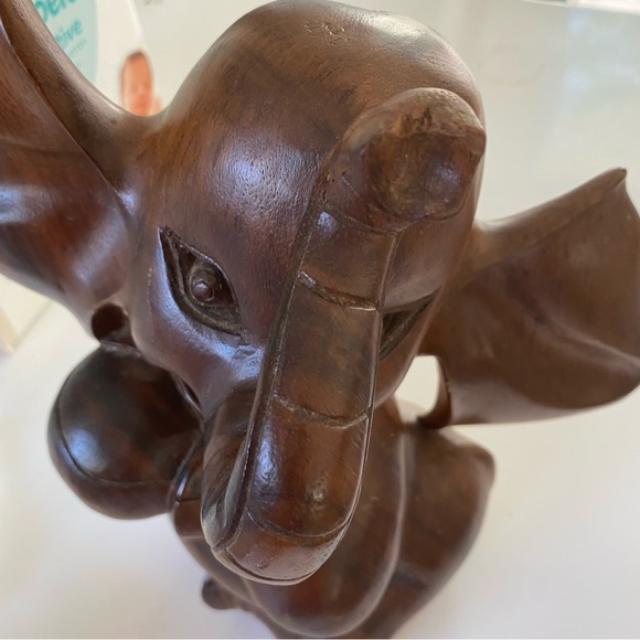 Vintage Wood Carved Elephant - Picture 5 of 13
